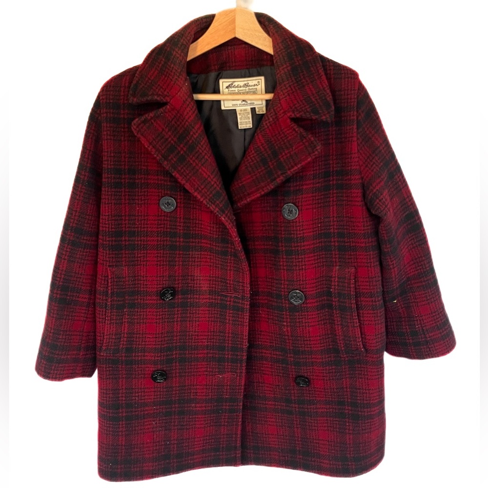 Vintage Red/Black Eddie Bauer XS Wool Coat